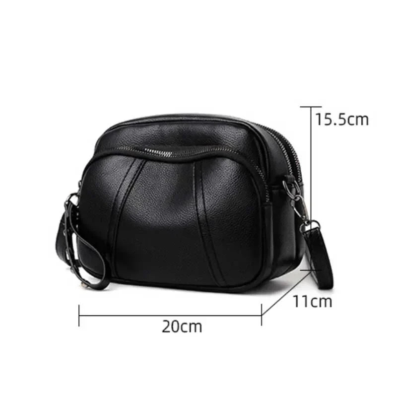 Solid Color Fashionable Rivet Zipper Women's Mobile Phone Bag Simple Soft Leather Shoulder Crossbody Small Square Bag Handbag