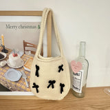 Handmade Knitted Bow Crochet Tote Bag - Women's Fashion Shoulder Bag