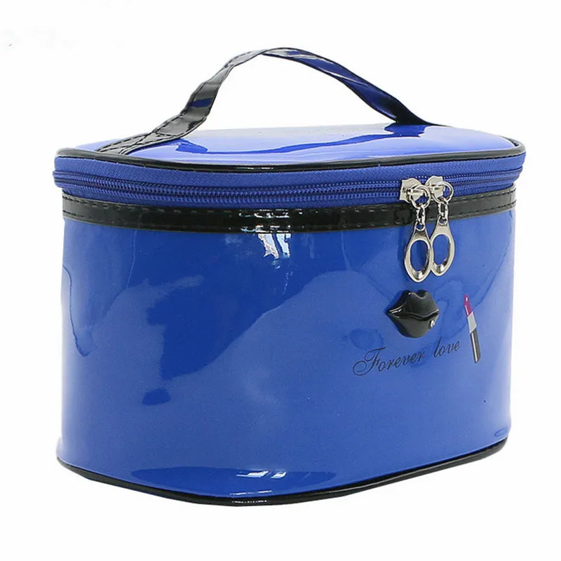Women's Solid Color Patent Leather Storage Lip Cosmetic Bag For Ladies Simple Large Capacity Make Up Wash Handbag Drop Shipping
