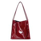 Patent Leather Vintage Women's Shoulder Bag - Large Capacity Tote Handbag