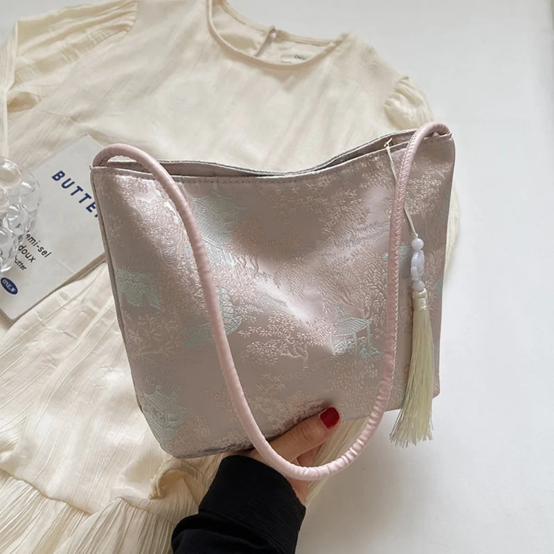 Chinese Style Women's Shoulder Bag - Large Capacity Retro Handbag