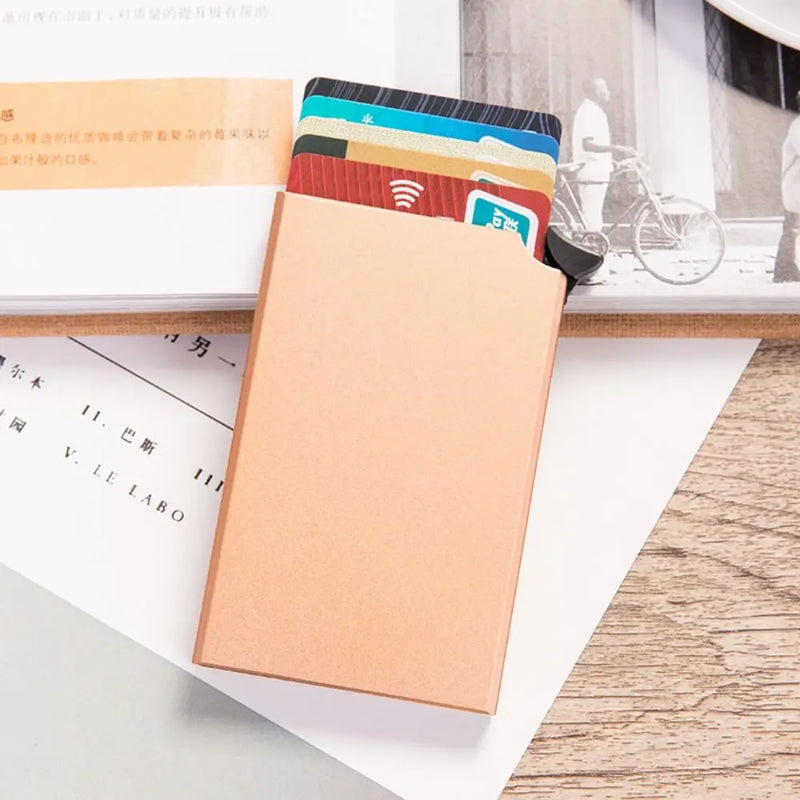 Aluminum Alloy Credit Card Holder Anti-magnetic Automatic RFID Card Case Pop Up Anti-theft Wallet ID Card Protector Purse