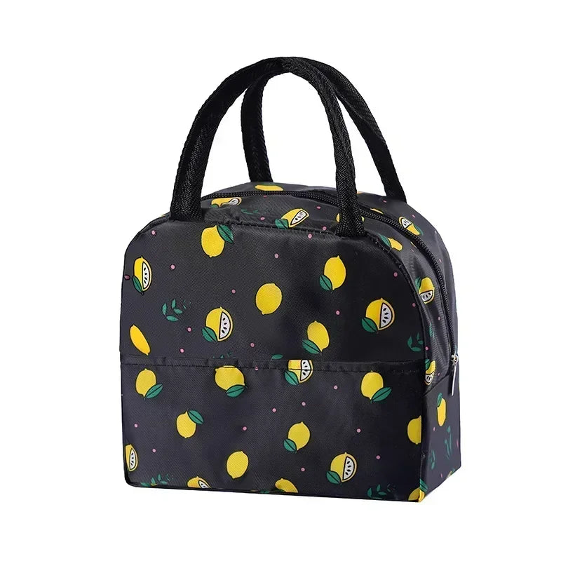 Functional Insulated Oxford Lunch Bag Flower Pattern Cooler Lunch Box Bags Thermal Food Picnic Lunch Bags for Women Kids
