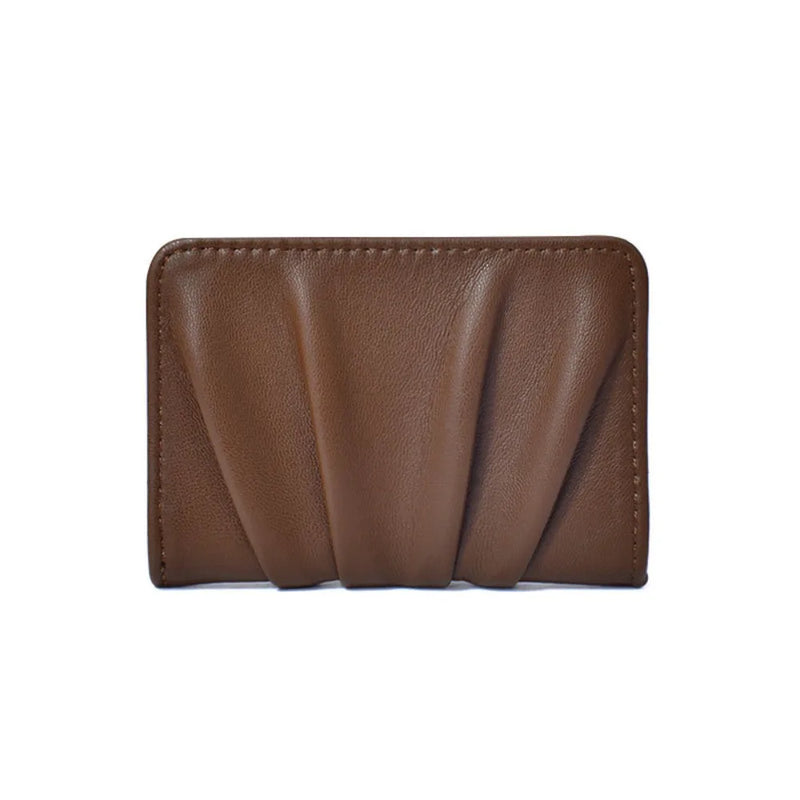 New Solid Color Women Wallets PU Leather Purses Card Holders Small Portable Coin Purse Large Capacity Wrinkled Money Bag