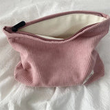 Corduroy Portable Cosmetic Bags Women Zipper Makeup Pouch Retro Simple Wash Cases Large Female Storage Toiletries Organizer