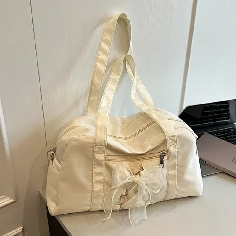 Nylon Large Capacity Handbags Bow Zipper Shoulder Crossbody Bags for Women