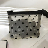 Heart Shaped Transparent Mesh Makeup Bag Women Cosmetic Toiletry Storage Bag Ladies Lipstick Key Coin Organizer Bags Purse Pouch