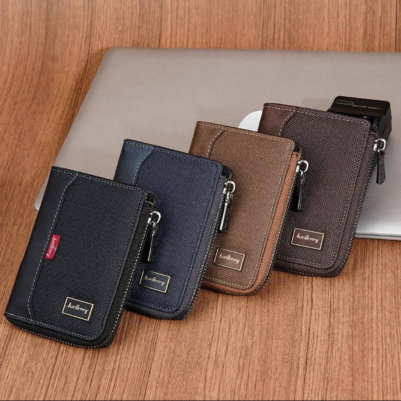 RFID Simple Short Men Zipper Wallets Luxury Brand Card Holder Male Wallet Photo Holder Coin Pocket Man Purses Wallets for Women