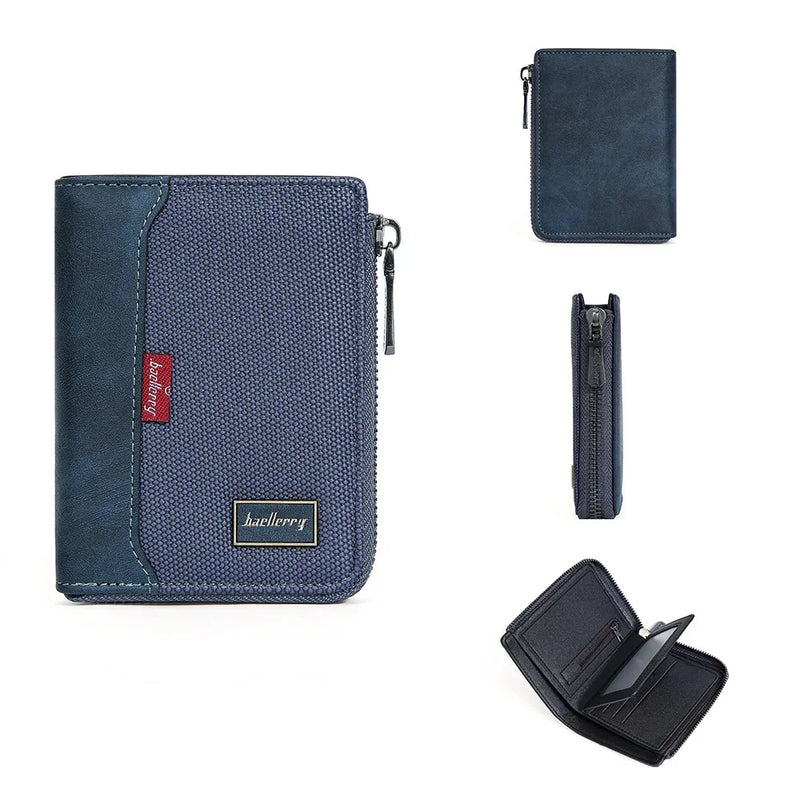 RFID Simple Short Men Zipper Wallets Luxury Brand Card Holder Male Wallet Photo Holder Coin Pocket Man Purses Wallets for Women