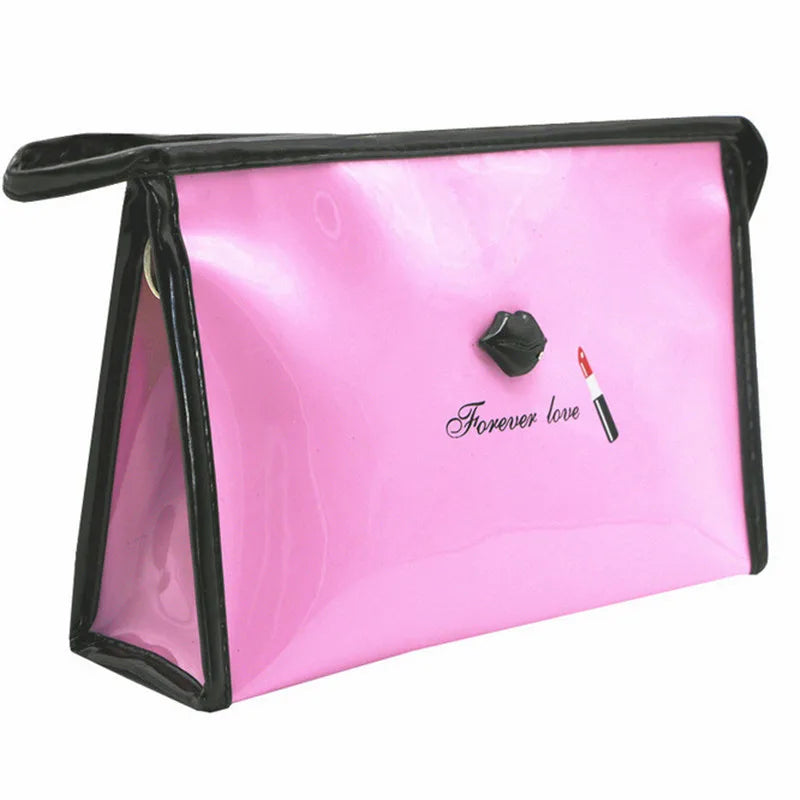 Women's Solid Mirror Leather Fashion Lip Cosmetic Bag For Lady Korean Simple Large Capacity Waterproof Make Up Wash Storage Bags