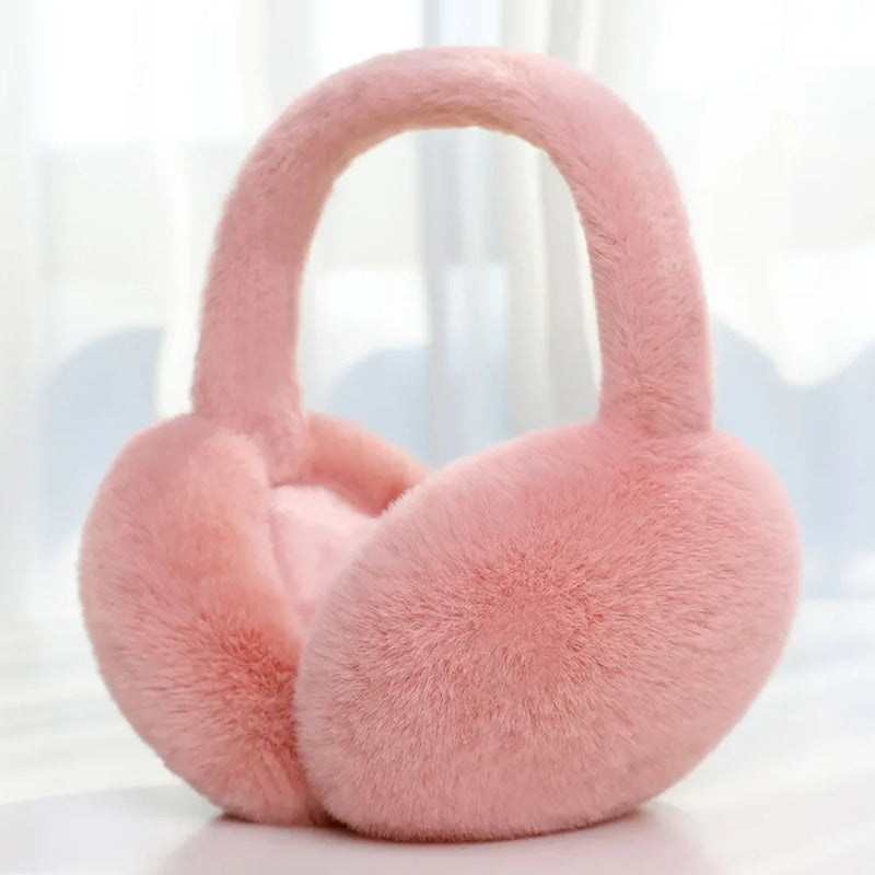 New Men Women Plush Ear Warmer Solid Color Winter Earmuffs Thickened Folding Earflap Ear Cover Outdoor Cold Protection