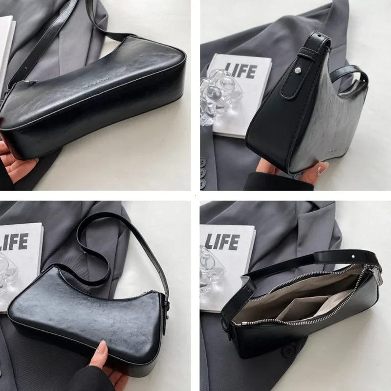 Small Cute Underarm Shoulder Bags for Women 2025 Trend Design Leather Handbags and Purses Y2K Silver Red Hand Bag Women Bag