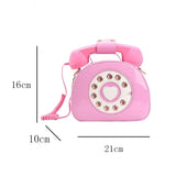 Women's Creative Shoulder Bag Telephone Shaped Crossbody Bag Retro PU Leather Designer Sweet Girl Phone Purses and Small Handbag
