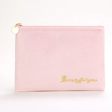 Plush Makeup Bag Cosmetic Bag for Women Zipper Large Solid Color Travel Toiletry Bag Travel Make Up Beauty Washing Pouch