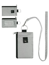 RFID Blocking Small Wallet with ID Window Waterproof Zipper Case Pouch with Lanyard Keychain for Cards Cash Coin Purse