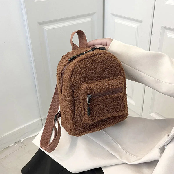 Cute Plush Backpack for Kids & Adults - Lamb Fleece High-Capacity Shoulder Bag