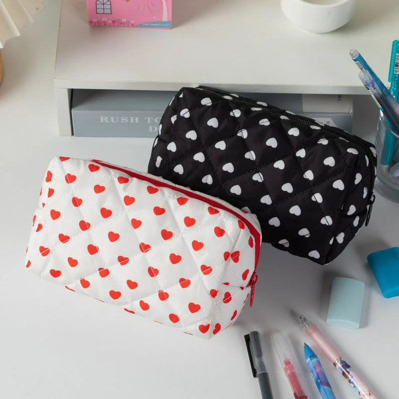 Cute Love Travel Cosmetic Lipstick Brush Storage Bag Toiletry Kit Women Kawaii Makeup Handbags Organizer Pouch Bags Pencil Case