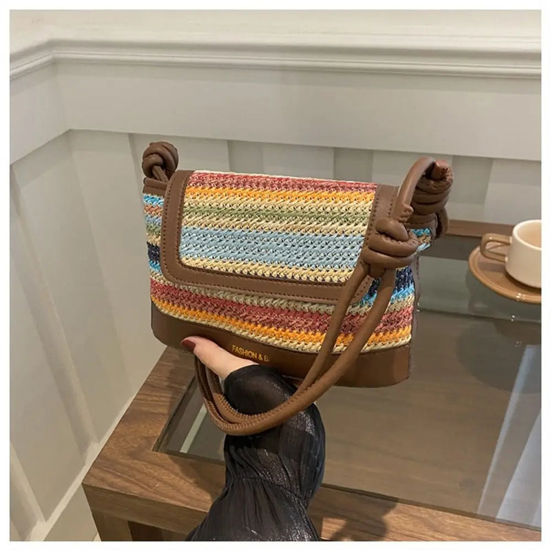 Woven Straw Tote Bag Large Capacity Handmade Beach Handbag