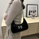 Fashion Bow PU Leather Shoulder Bag - Women's Small Square Hobo Handbag