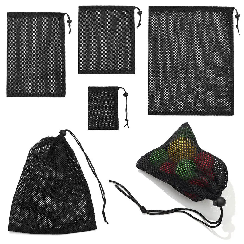 1PC Durable Nylon Mesh Drawstring Storage Pouch Bag Multi Purpose Home Travel Outdoor Activity Pouch Laundry Bag Stuff Sack