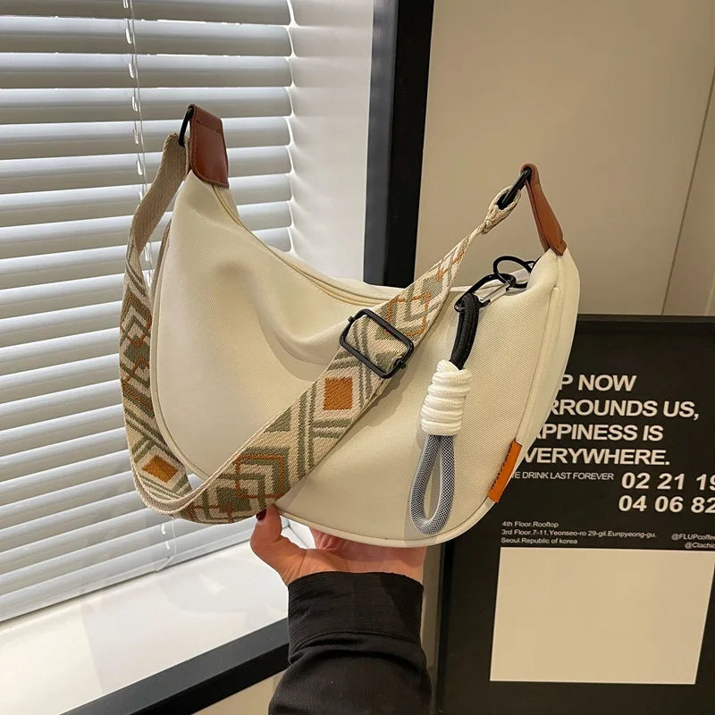 2025 New Fashion Crossbody Bag Simple Wide Shoulder Strap Design Single Shoulder Bag Original Style Commuting Dumpling Women Bag