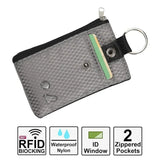 RFID Blocking Small Wallet with ID Window Waterproof Zipper Case Pouch with Lanyard Keychain for Cards Cash Coin Purse