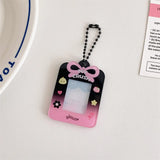 1PC Cartoon Bow Acrylic Hard Card Holder Kawaii Frame 1 inch Photo Card Holder Keychain Card Protctive Case