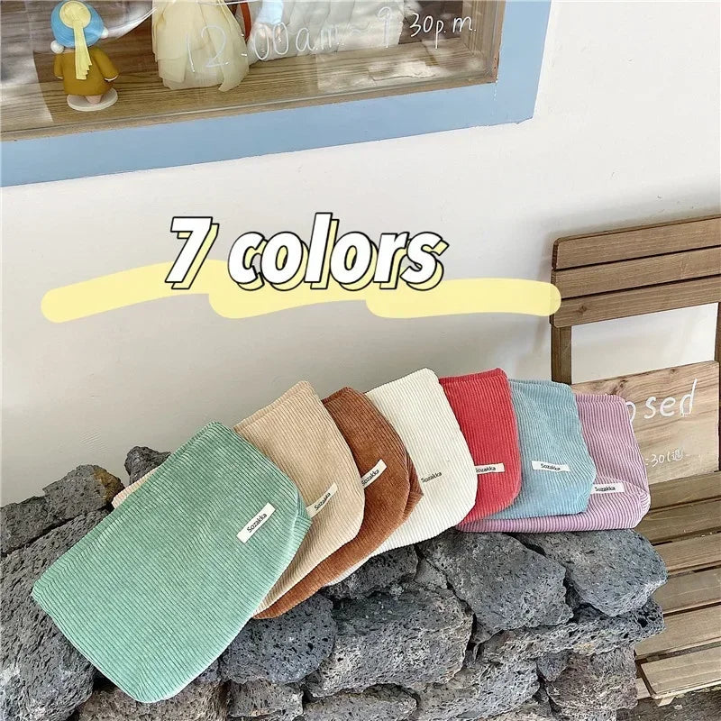 Corduroy Travel Cosmetic Bag Large Travel Toiletries Organizer Makeup Storage Bag Cosmetic Case Zipper Wash Beauty Storage Pouch