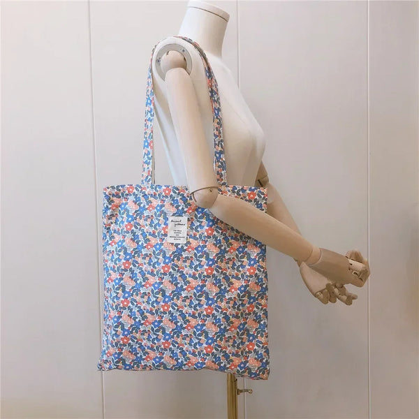 Floral Canvas Shoulder Bag - Large Capacity Women's Handbag Shopper