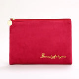 Plush Makeup Bag Cosmetic Bag for Women Zipper Large Solid Color Travel Toiletry Bag Travel Make Up Beauty Washing Pouch