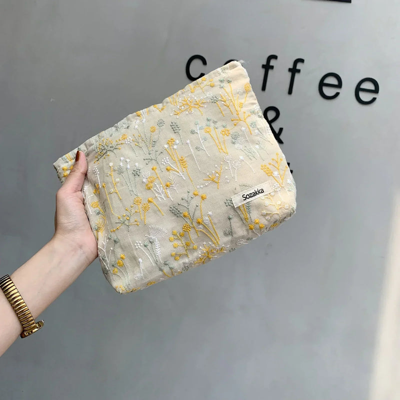 Retro Women's Makeup Bags Large Cosmetic Bag Travel Make Up Organizer Toiletries Multifunction Canvas Storage Bag Makeup Case