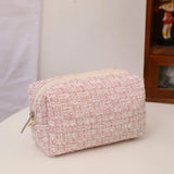 Black Canvas Plaid Travel Cosmetic Lipstick Storage Bag Cute Girls Makeup Handbags Organizer Stationery Pencil Cases Pouch Bag