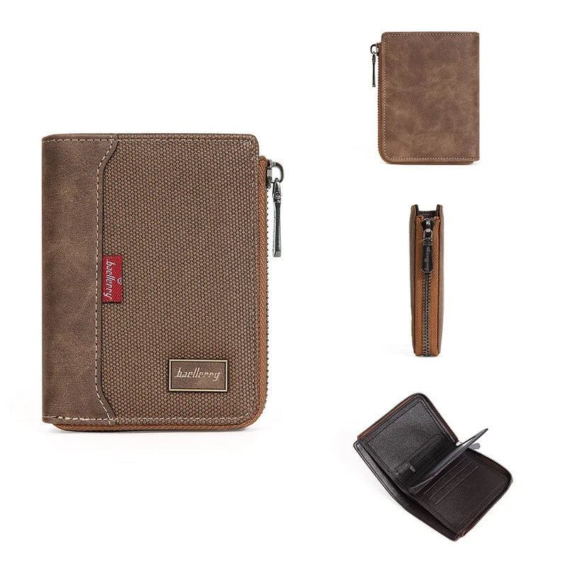 RFID Simple Short Men Zipper Wallets Luxury Brand Card Holder Male Wallet Photo Holder Coin Pocket Man Purses Wallets for Women
