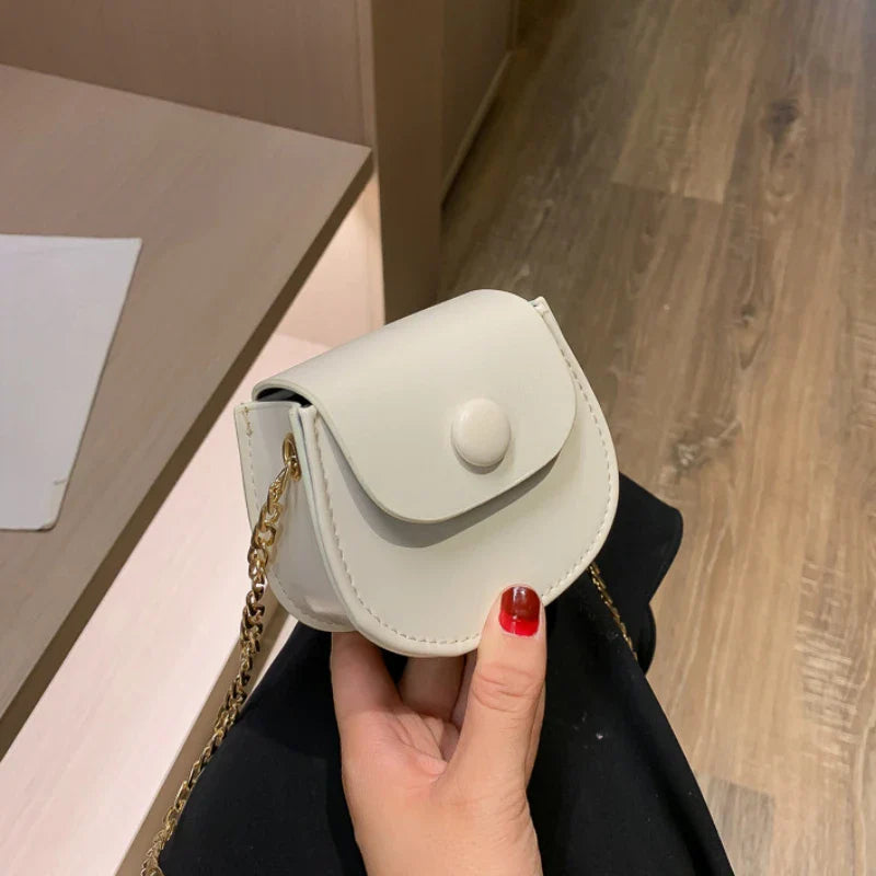 Cute Mini Shoulder Bag for Women Fashion Solid Color Chain Crossbody Bag Small Earphone Lipstick Storage Bag Handbags