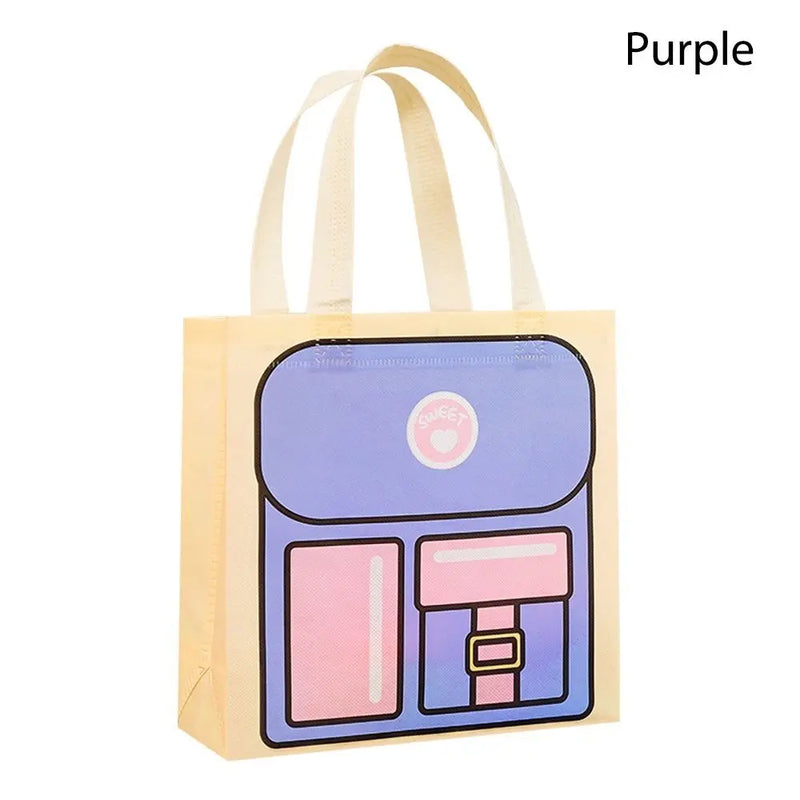 1PC Cartoon Print Non-woven Shopping Bag Durable Reusable Wear-resistant Large Capacity Printed Handbag Candy Gift Bag