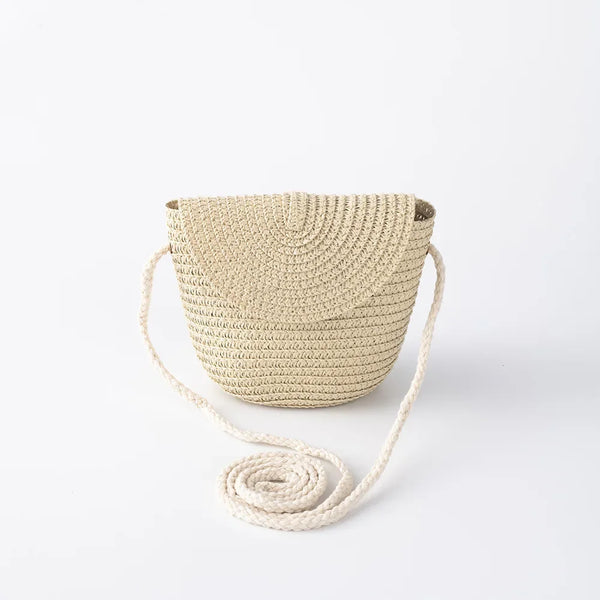 Woven Straw Rattan Crossbody Bag - Handmade Summer Beach Purse