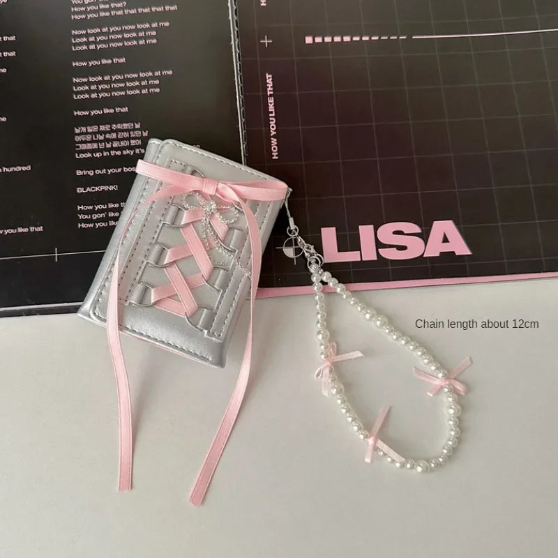 Silver Sweet Wallets for Women Y2k Strap-on Designer Original Fashion Short Coin Purse Korean Style Casual New Cute Wallet Purse