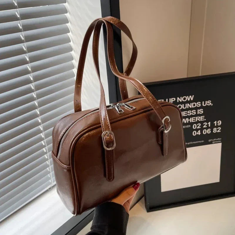 Woman's Boston Shoulder Crossbody Bag Monochrome Fashion Handbag with Adjustable Straps armpit Bag for Work Shopping Travel