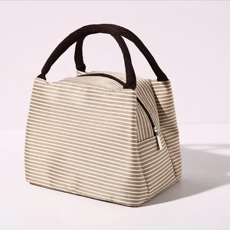 Stripe Women's Kids Lunch Bags Waterproof Insulated Picnic Foods Storage Container Handbag Thermal Lunch Box Cooler Bags