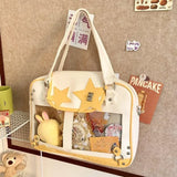 Y2K Trendy Star Ita Bag Lolita Girl Transparent Pocket Fashion Crossbody Bag Women's DIY Display Shoulder Bag Cute Purse Handbag