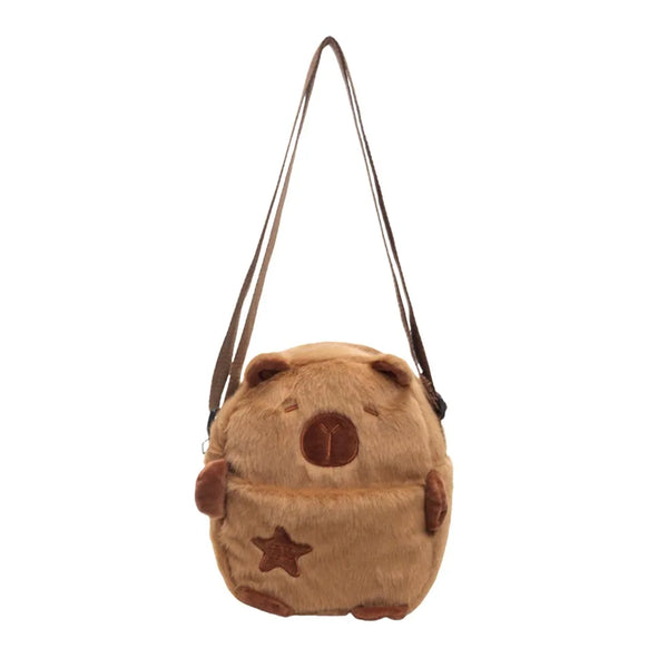Capybara Plush Crossbody Bag Large Coin Purse Adjustable Zipper Mobile Pouch