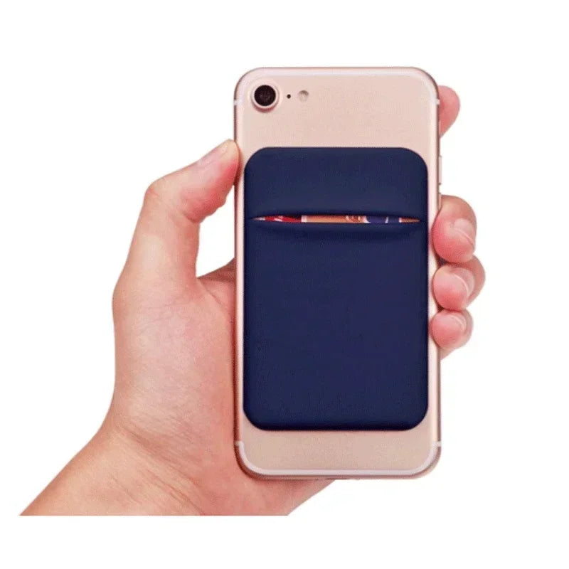 1PC Fashion Elastic Cloth Cell Phone Card Holder Mobile Phone Wallet Case Credit ID Card Holder Adhesive Sticker Pocket