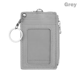 Portable PU Leather Coin Purse Wallet Keychain Office Work Business ID Card Credit Badge Holder Bus Cards Cover Zipper Pocket