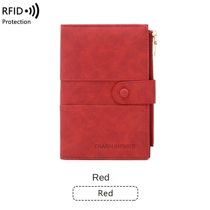 Anti-theft Passport Wallet RFID Passport Holder Zipper Buckle Travel Wallet Document Holder Multifunctional Travel Passport Bag