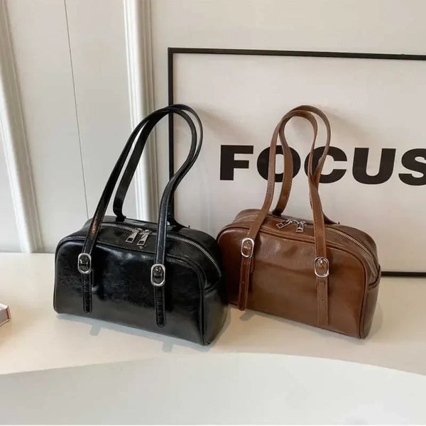 Woman's Boston Shoulder Crossbody Bag Monochrome Fashion Handbag with Adjustable Straps armpit Bag for Work Shopping Travel