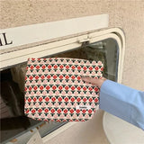 Cosmetic Bag Women Floral Makeup Case Organizer Korean Embroidery Cosmetic Pouch Travel Toiletry Bag Corduroy Canvas Beauty Case