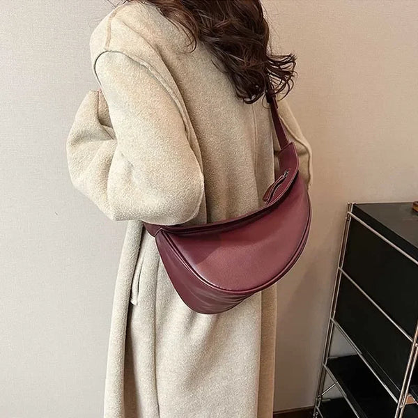 Sewing Thread Shoulder Bags Zipper Women's Bags 2025 Hot Sale PU High Capacity Handbag Solid Saddle Splicing Bolsas De Mujer