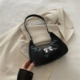 Fashion Bow PU Leather Shoulder Bag - Women's Small Square Hobo Handbag
