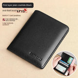 Genuine Leather Rfid Wallet for Men Slim Vertical Wallets Black Thin Short ID Credit Card Holder Minimalist Men's Blue Money Bag