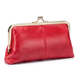 Genuine Leather Long Clutch Wallet Clip Bags Vintage Coin Purse Card Holder Key Lipstick Storage Phone Pouch Case for Women